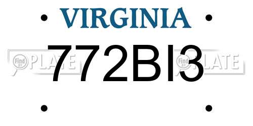 772BI3 Virginia License Plate
