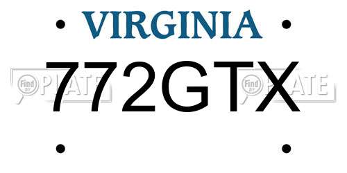 772GTX Virginia License Plate