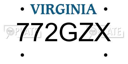 772GZX Virginia License Plate