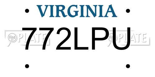 772LPU Virginia License Plate