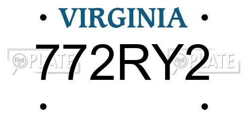 772RY2 Virginia License Plate