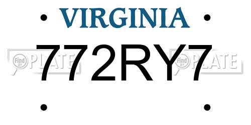 772RY7 Virginia License Plate