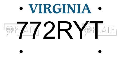 772RYT Virginia License Plate