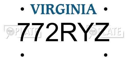 772RYZ Virginia License Plate