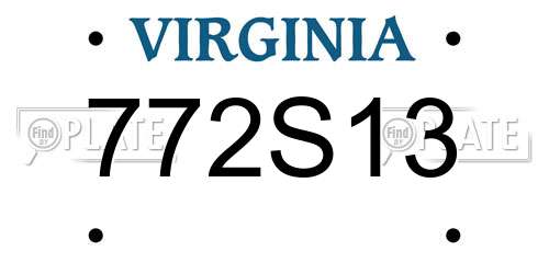 772S13 Virginia License Plate