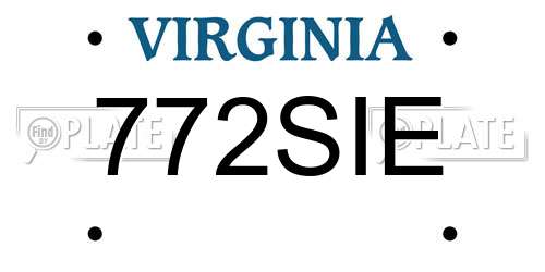 772SIE Virginia License Plate