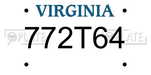 772T64 Virginia License Plate