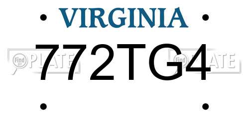 772TG4 Virginia License Plate