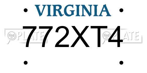 772XT4 Virginia License Plate
