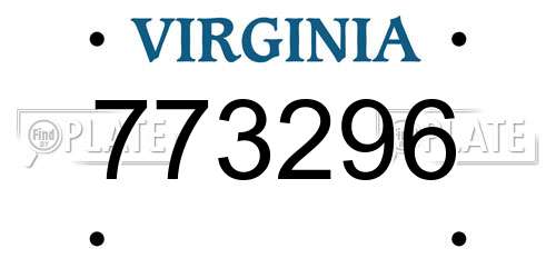 773296 Virginia License Plate