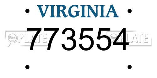 773554 Virginia License Plate