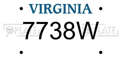 7738W Virginia License Plate