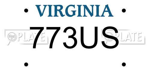 773US Virginia License Plate