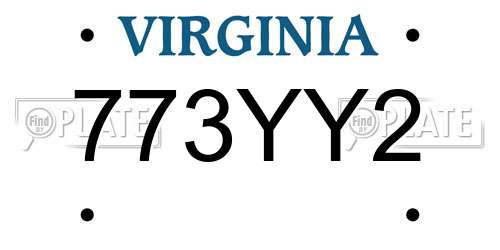 773YY2 Virginia License Plate