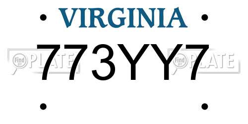 773YY7 Virginia License Plate
