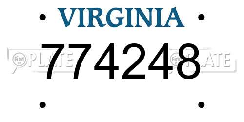 774248 Virginia License Plate