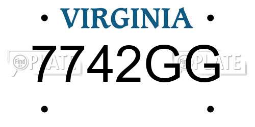 7742GG Virginia License Plate