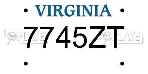 7745ZT Virginia License Plate