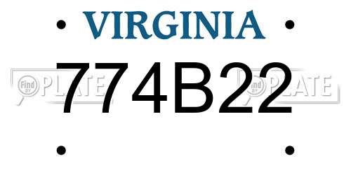 774B22 Virginia License Plate