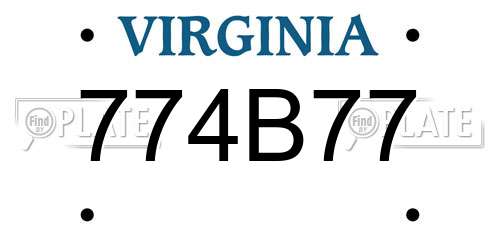 774B77 Virginia License Plate