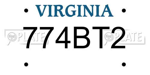 774BT2 Virginia License Plate
