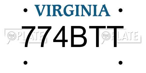 774BTT Virginia License Plate