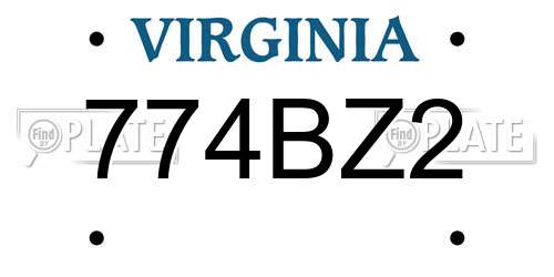 774BZ2 Virginia License Plate