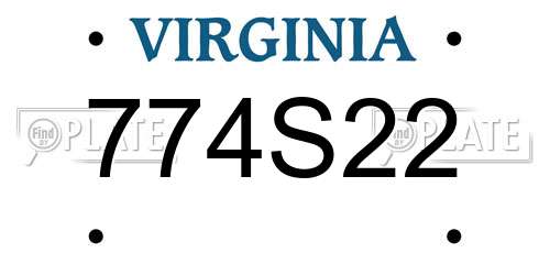 774S22 Virginia License Plate