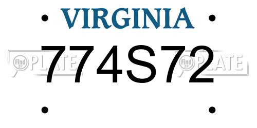 774S72 Virginia License Plate
