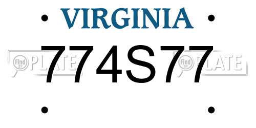 774S77 Virginia License Plate