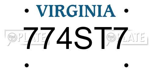 774ST7 Virginia License Plate