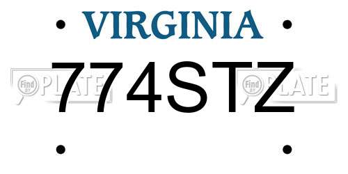 774STZ Virginia License Plate