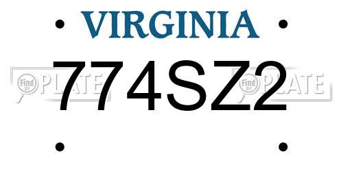 774SZ2 Virginia License Plate
