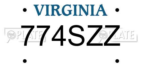 774SZZ Virginia License Plate