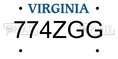 774ZGG Virginia License Plate