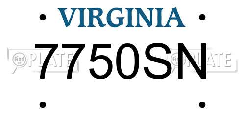 7750SN Virginia License Plate