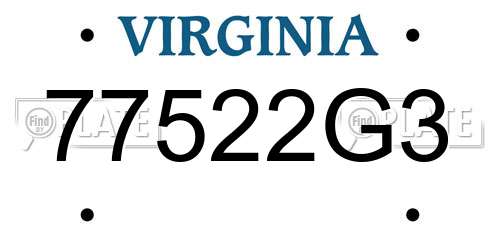 77522G3 Virginia License Plate