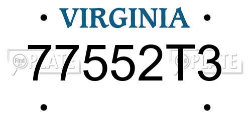 77552T3 Virginia License Plate