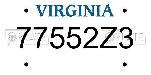 77552Z3 Virginia License Plate