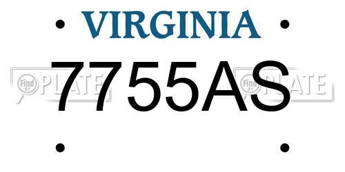 7755AS Virginia License Plate