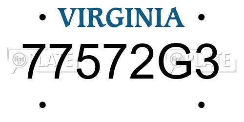 77572G3 Virginia License Plate