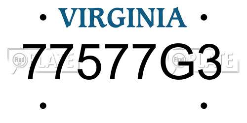 77577G3 Virginia License Plate
