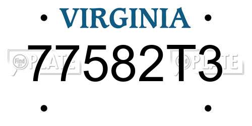 77582T3 Virginia License Plate