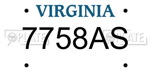 7758AS Virginia License Plate