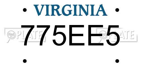 775EE5 Virginia License Plate
