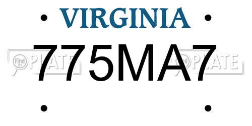 775MA7 Virginia License Plate