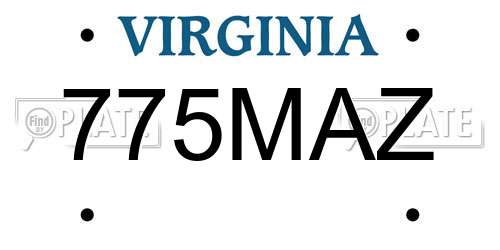 775MAZ Virginia License Plate