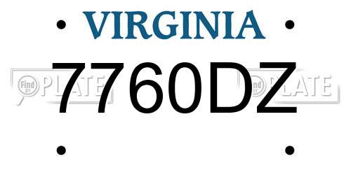 7760DZ Virginia License Plate