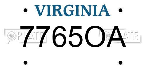 7765OA Virginia License Plate