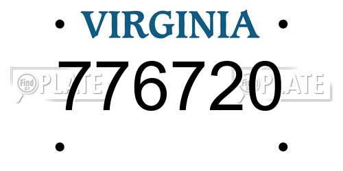 776720 Virginia License Plate